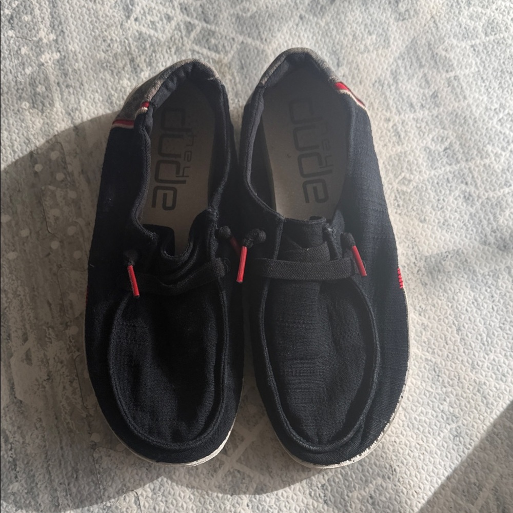 Hey Dude Black and Red Casual Loafers